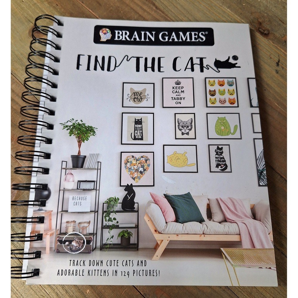 Brain Games Find The Cat Hidden Object Puzzle Book Spiral Bound 129 Pictures